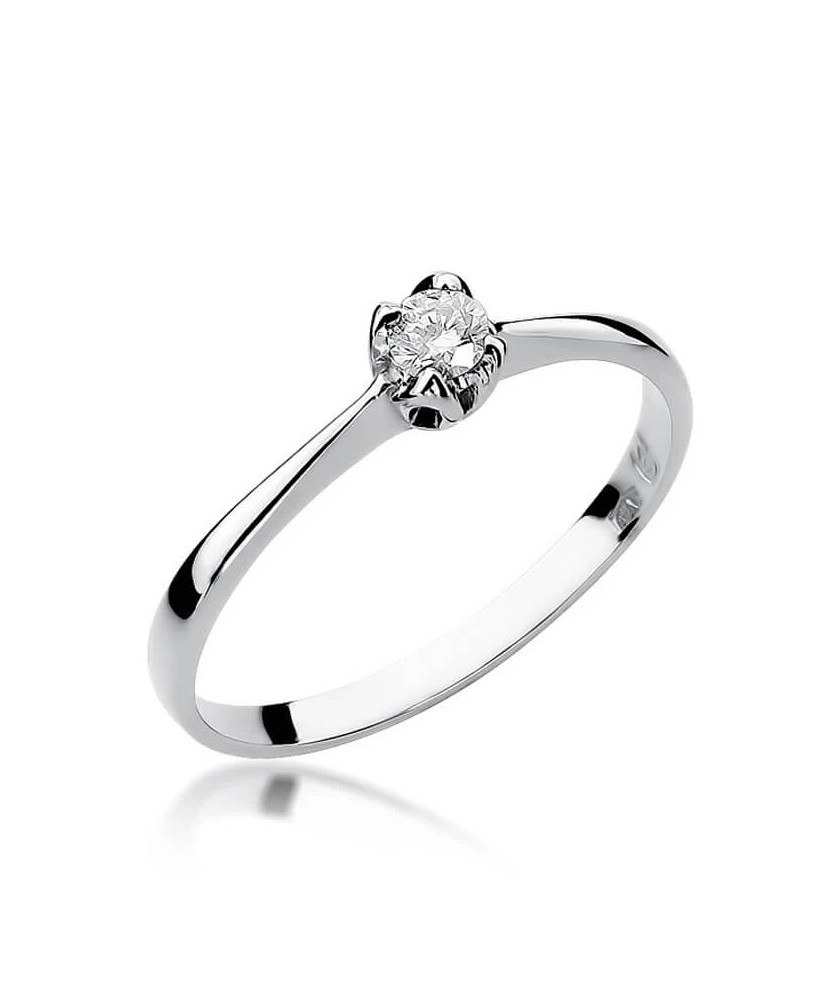 Pierścionek zaręczynowy z białego złota diament 0,10ct