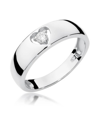 Złoty pierścionek z diamentem Białe złoto EW-71 0,10ct