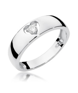 Złoty pierścionek z diamentem Białe złoto EW-71 0,10ct