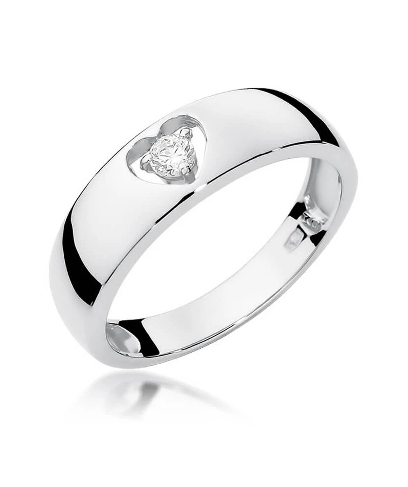 Złoty pierścionek z diamentem Białe złoto EW-71 0,10ct