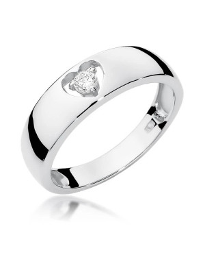 Złoty pierścionek z diamentem Białe złoto EW-71 0,10ct