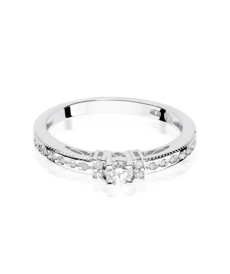 Złoty pierścionek z diamentami białe złoto 0,24ct