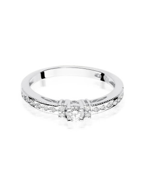Złoty pierścionek z diamentami białe złoto 0,24ct