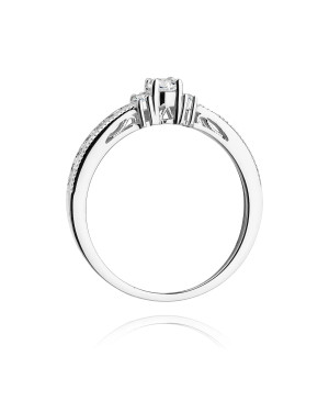 Złoty pierścionek z diamentami białe złoto 0,24ct
