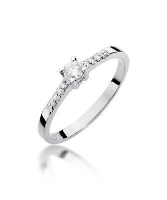 Pierścionek zaręczynowy z diamentem białe złoto 0,22ct