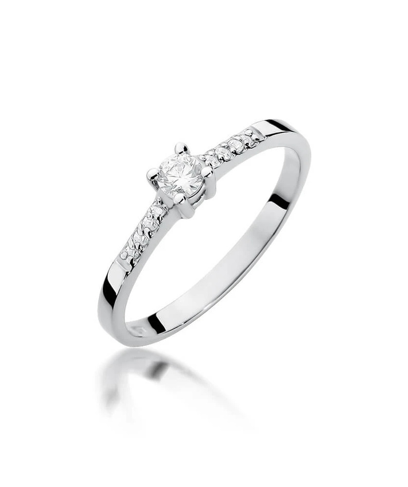 Pierścionek zaręczynowy z diamentem białe złoto 0,22ct