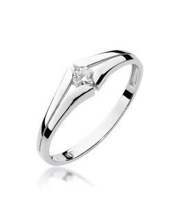 Gold ring with diamond White gold EW-207 0.08ct
