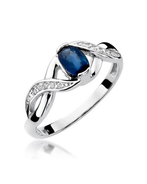 Złoty pierścionek z szafirem białe złoto 0,70ct