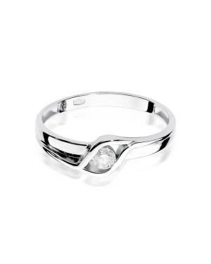 Złoty pierścionek z diamentem Białe złoto EW-178 0,10ct