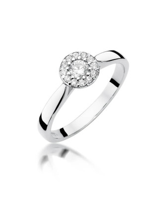 Złoty pierścionek z diamentem Białe złoto EW-362 0,22ct