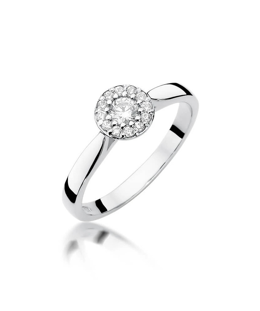 Złoty pierścionek z diamentem Białe złoto EW-362 0,22ct