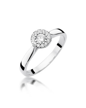 Złoty pierścionek z diamentem Białe złoto EW-362 0,22ct