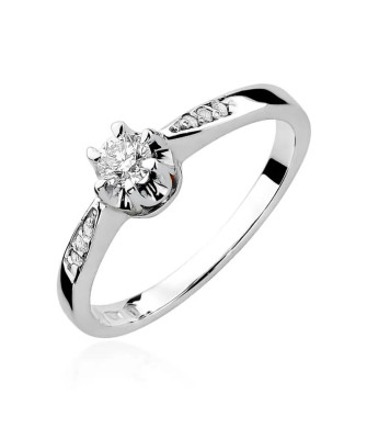 Złoty pierścionek z diamentem Białe złoto EW-291 0,25ct