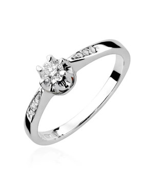 Złoty pierścionek z diamentem Białe złoto EW-291 0,25ct
