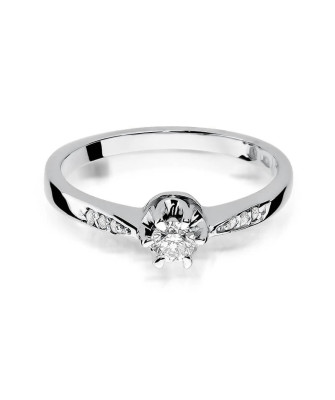 Złoty pierścionek z diamentem Białe złoto EW-291 0,25ct