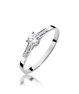 Gold engagement ring with diamond white gold 0.21ct