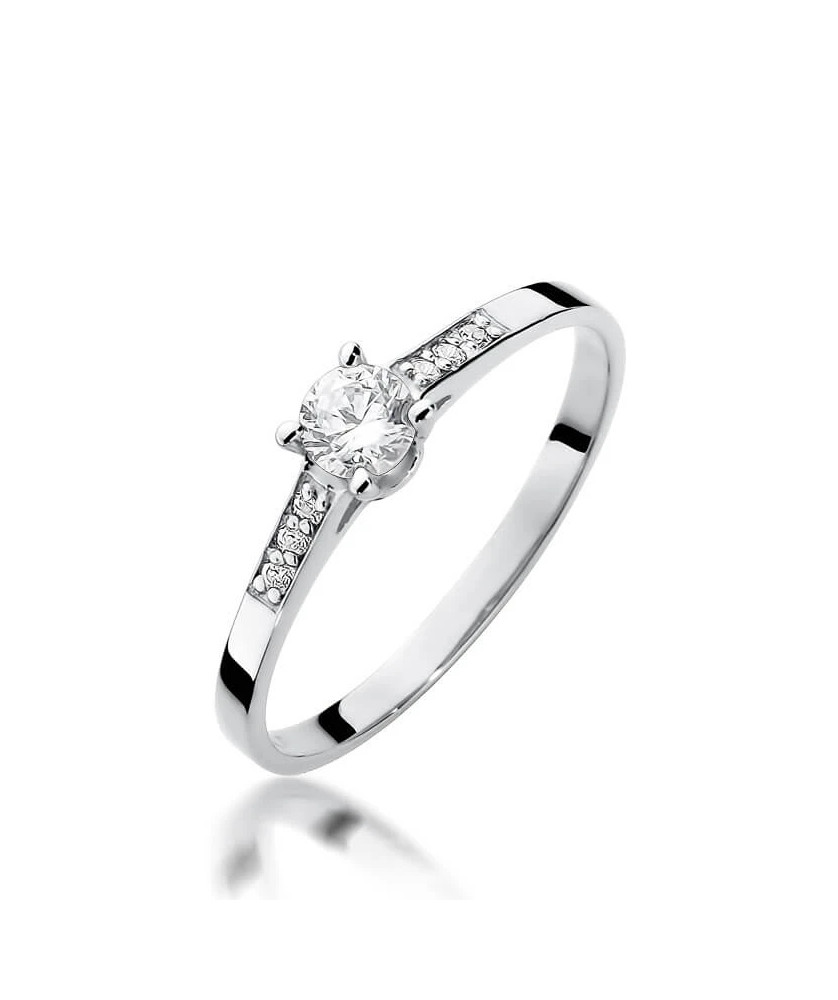 Gold engagement ring with diamond white gold 0.21ct