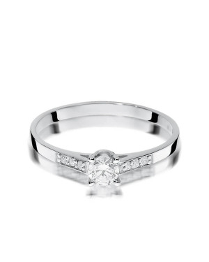 Gold engagement ring with diamond white gold 0.21ct