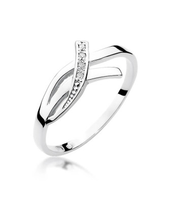 Złoty pierścionek z diamentem Białe złoto EW-179 0,02ct