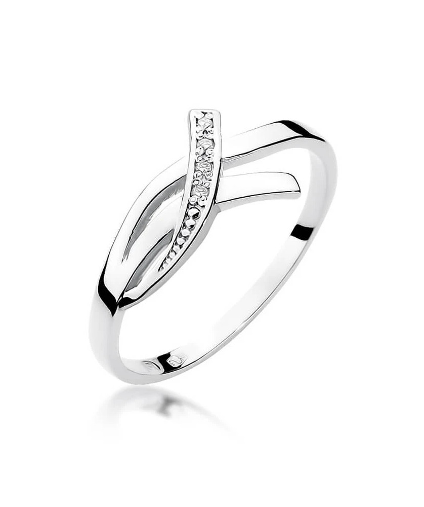 Złoty pierścionek z diamentem Białe złoto EW-179 0,02ct