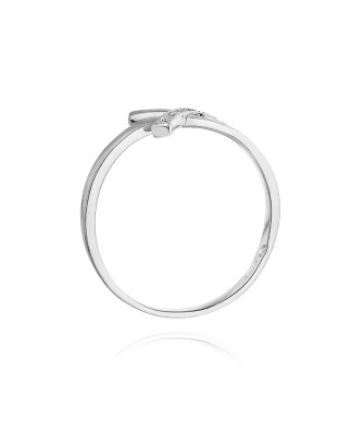 Złoty pierścionek z diamentem Białe złoto EW-179 0,02ct