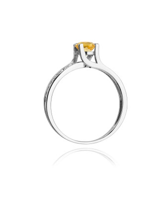 Pierścionek z cytrynem białe złoto 0,50ct