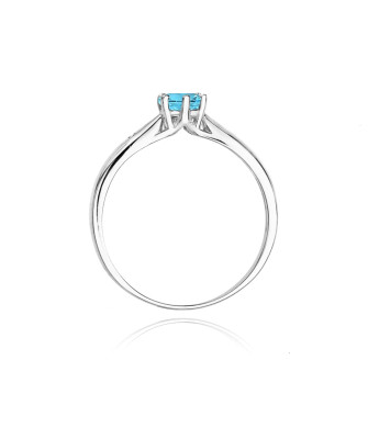 Złoty pierścionek z diamentem Białe złoto EW-74 topaz