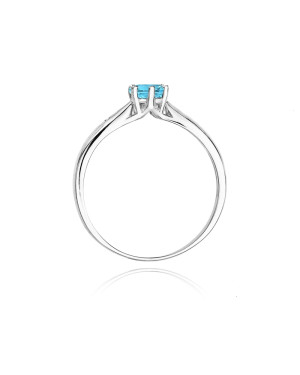 Złoty pierścionek z diamentem Białe złoto EW-74 topaz