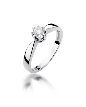 Złoty pierścionek z diamentem Białe złoto EW-228 0,30ct