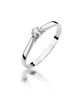 Pierścionek zaręczynowy z diamentem białe złoto 0,09ct