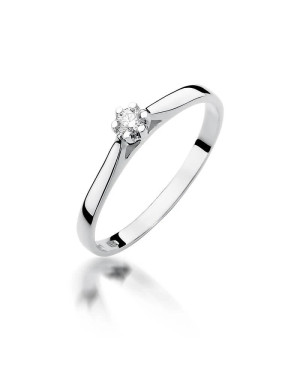 Pierścionek zaręczynowy z diamentem białe złoto 0,09ct