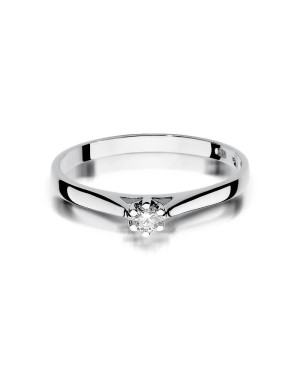 Pierścionek zaręczynowy z diamentem białe złoto 0,09ct