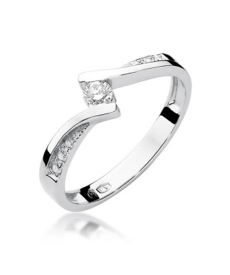 Złoty pierścionek z diamentem Białe złoto EW-177 0,16ct