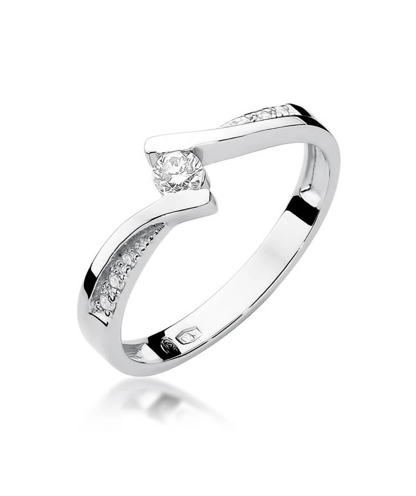 Gold ring with diamond White gold EW-177 0.16ct