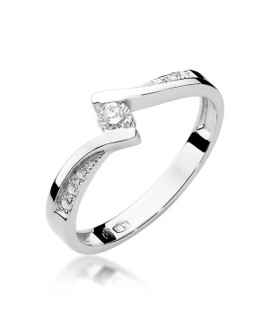 Złoty pierścionek z diamentem Białe złoto EW-177 0,16ct