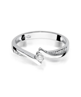 Złoty pierścionek z diamentem Białe złoto EW-177 0,16ct