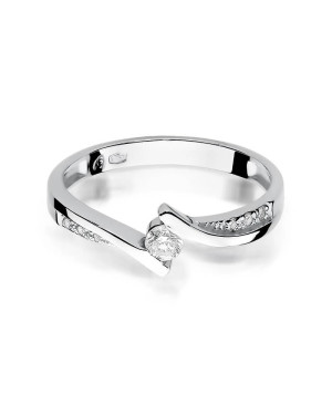 Złoty pierścionek z diamentem Białe złoto EW-177 0,16ct