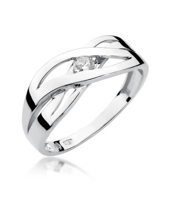 Złoty pierścionek z diamentem Białe złoto EW-156 0,10ct