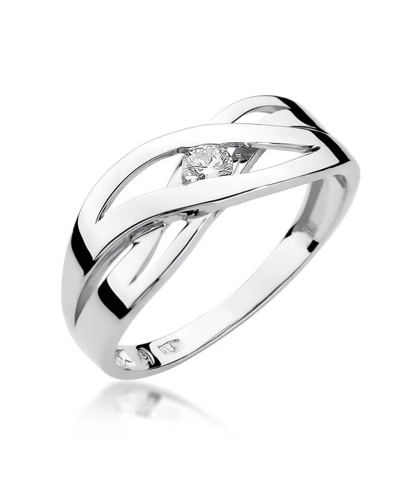 Złoty pierścionek z diamentem Białe złoto EW-156 0,10ct