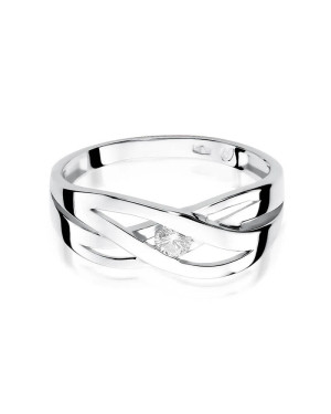 Złoty pierścionek z diamentem Białe złoto EW-156 0,10ct