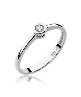 Złoty pierścionek z diamentem Białe złoto EW-224 0,08ct