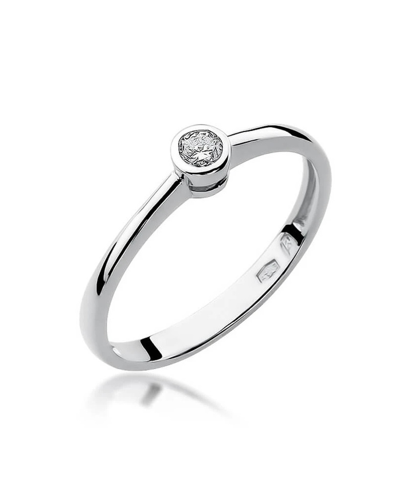 Złoty pierścionek z diamentem Białe złoto EW-224 0,08ct