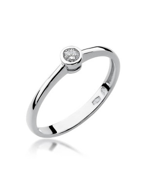Złoty pierścionek z diamentem Białe złoto EW-224 0,08ct