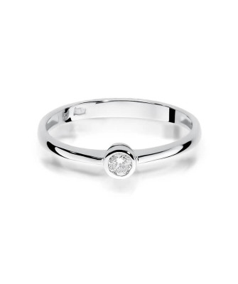 Złoty pierścionek z diamentem Białe złoto EW-224 0,08ct