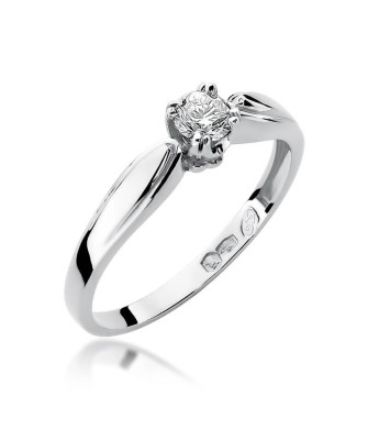 Złoty pierścionek z diamentem Białe złoto EW-197 0,24ct