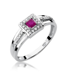 Gold ring with ruby white gold 0.20ct