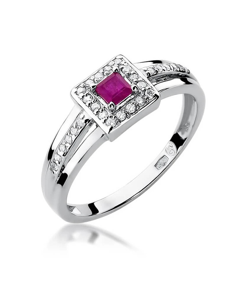 Gold ring with ruby white gold 0.20ct