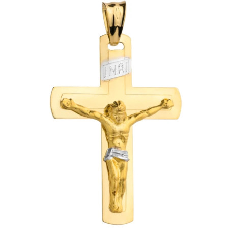⭐ Gold cross with the image of Jesus, large, two-color ♥ GoldJewellery