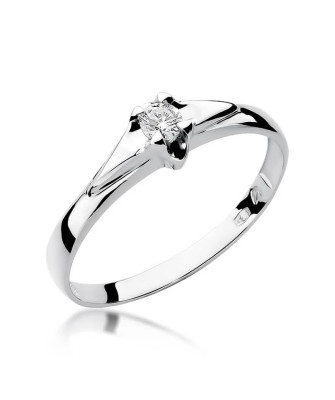Złoty pierścionek z diamentem Białe złoto EW-88 0,10ct