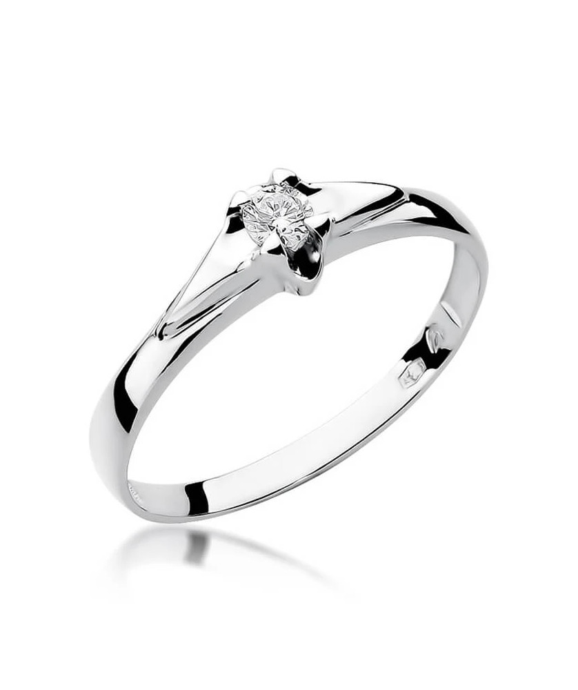Złoty pierścionek z diamentem Białe złoto EW-88 0,10ct